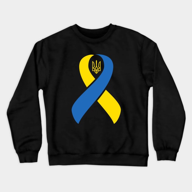 Ukraine Ribbon Ukrainian Pride Love and Unity Design Crewneck Sweatshirt by hobrath